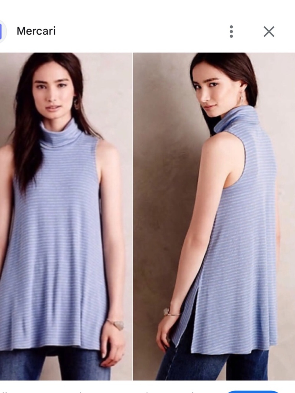 Anthropologie Puella Striped Turtleneck Stretch Swing Tunic Tank Made in USA